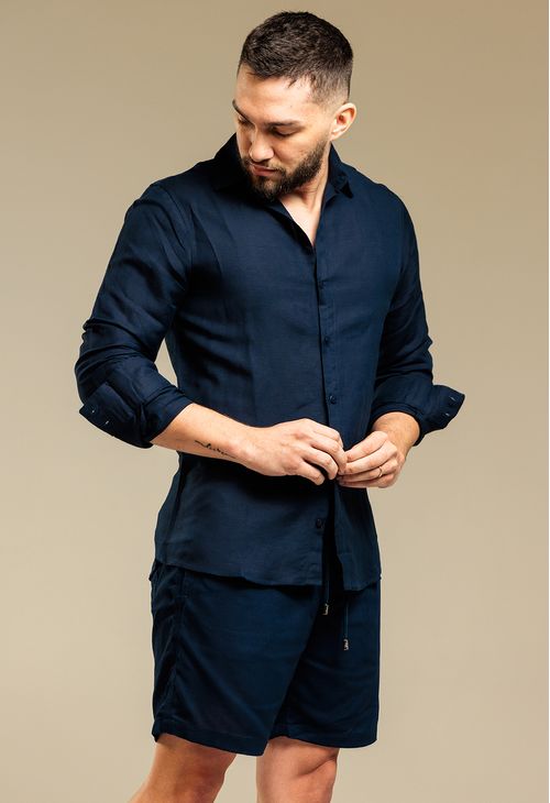 Bermuda Casual Linho Marítimo